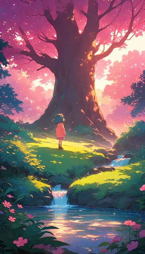 (extremely detailed CG unity 8k wallpaper), (best quality), (best illustration), (best shadow), realistic lighting, beautiful detailed reglow, masterpiece, best quality, lofi artstyle, lofi art, 80s anime style, Retro, Lofi, Viral anime nature wallpaper in...