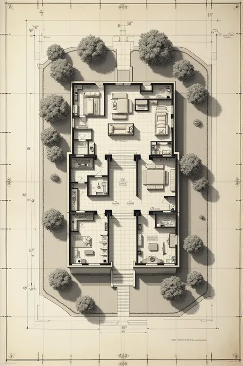 groundloor plan of mansion engineer drafting 