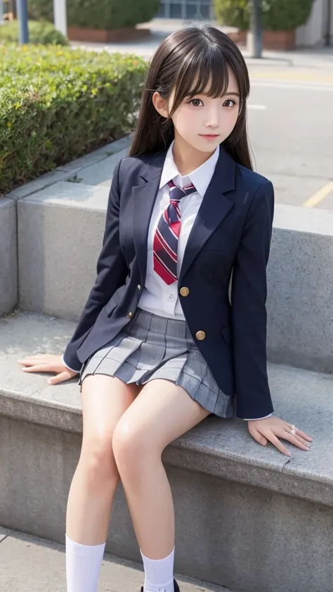 cute､high school girl､Idol､uniform､blazer､mini skirt､See-through､Fluttering in the wind､sit