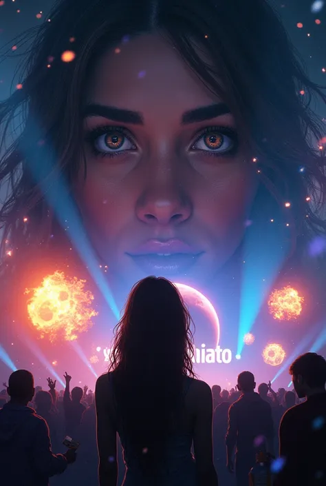 Gaze of a Woman I fell from space to an electronic music concert and with the word of sbagliato on the concert screens, while a planet explodes and a bottle of whiskey is opened by a DJ in the middle of a concert 