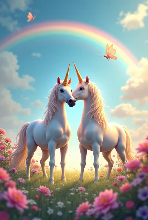 unicorns, flowers butterflies and rainbows 