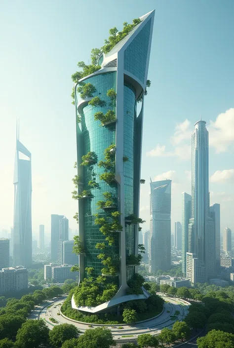 A green high-tech future building 