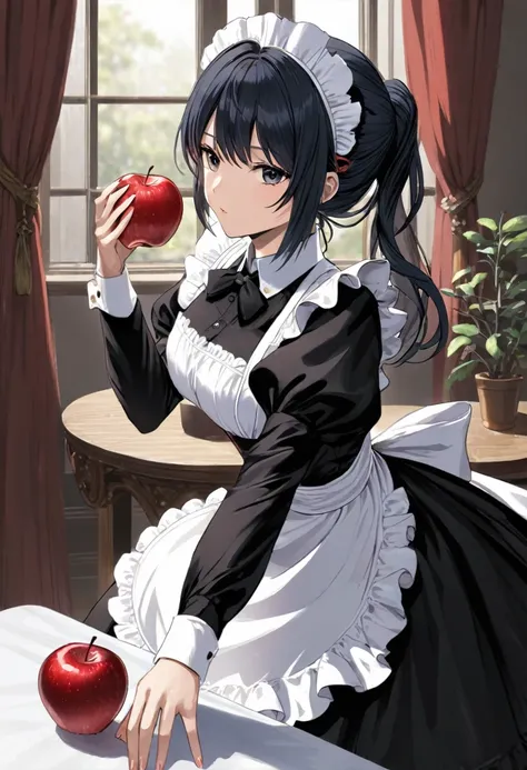 Maid and apple