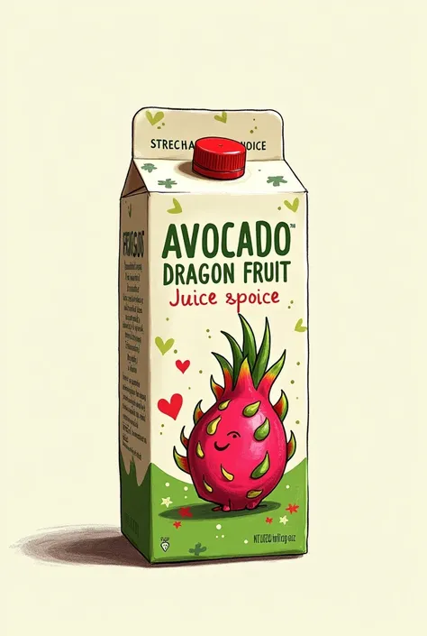 make me an design packaging for my product avocado dragon fruit juice make it like a bbasic drawing