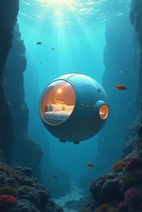 A round capsule bed in the sea