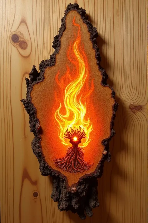 Create a burning pyrograph image on raw wood 
