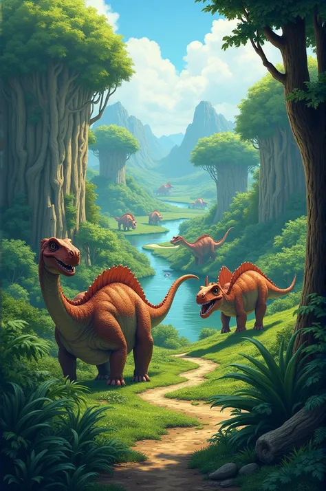 Torotoro landscape with dinosaurs 