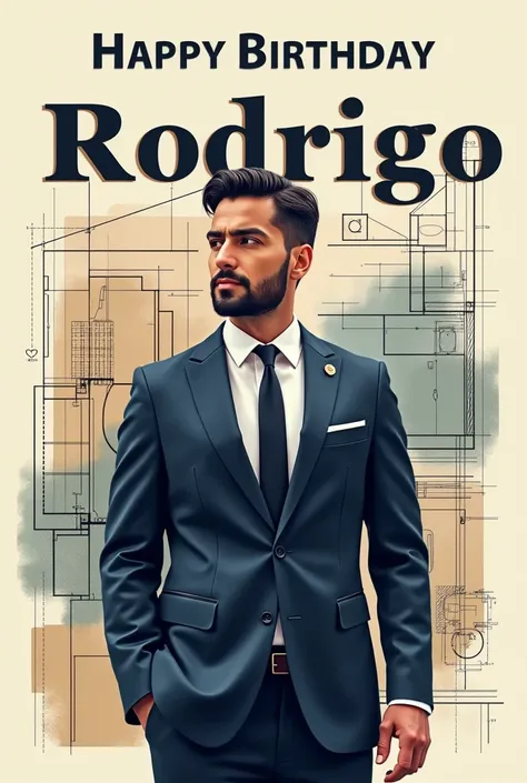 Create a poster that says happy birthday Rodrigo remembers that he is a man and an architect 