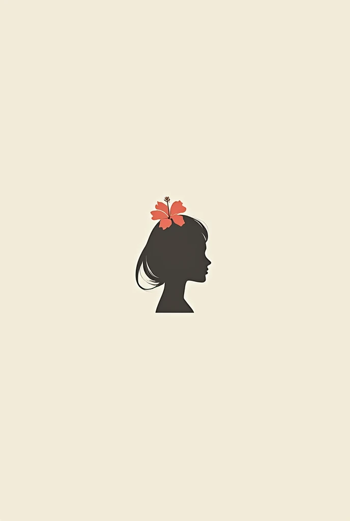 Make a female logo&#39;Small hibiscus and profile silhouette, Not so extensive、non-colored、Hawaiian atmosphere
