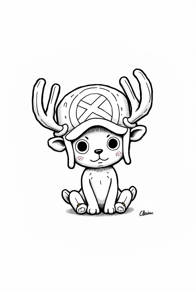 Image of Chopper from One Piece sitting down, manga version, アニメ, no colors