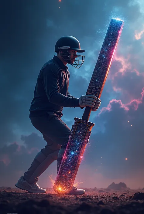 Cricket bat with space cloud team 
