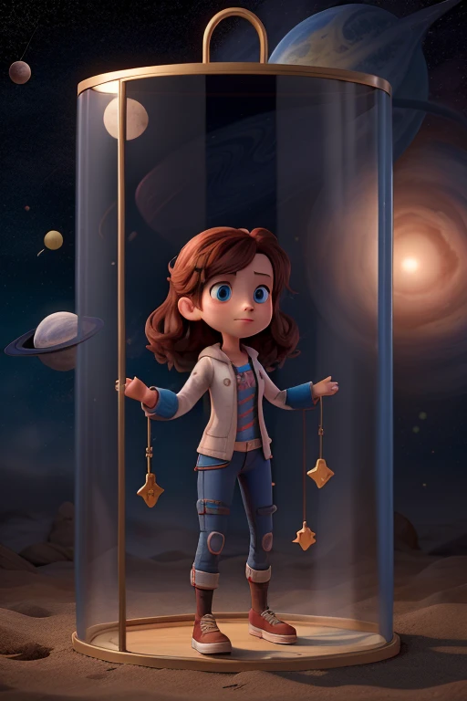 How did a girl, locked in a glass box that can be seen through, wear clothes and get stuck in space and go away from the Earth?