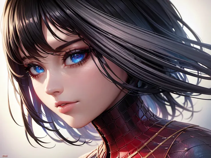 a poster for a marvel film, a girl with beautiful detailed eyes and lips, extremely detailed portrait, photorealistic, 1girl, dramatic lighting, superhero, abstract background, dynamic pose, high contrast, vibrant colors, cinematic composition, hyperrealis...