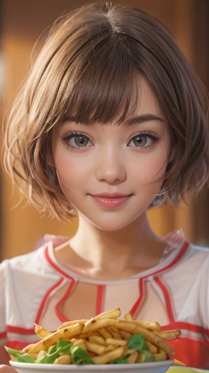 8k, masterpiece,High resolution,Highest quality,Highest quality real texture skin,,Increase the resolution,Highest quality,Very detailed,Cinema Lighting,Ray Tracing, Very colorful,Very cute face, (((Flat Chest))), (Flat Chest:1.1),((((Short Bob Hair)))),Co...