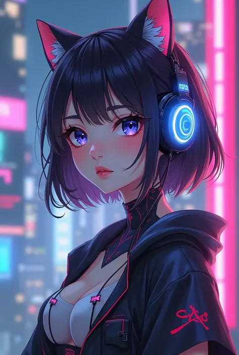 anime girl in futuristic outfit with cat ears and headphones, cute cyborg girl, digital cyberpunk anime art, cyberpunk anime girl mech, female cyberpunk anime girl, cyberpunk anime girl, beutiful girl cyborg, perfect android girl, anime cyberpunk art, port...