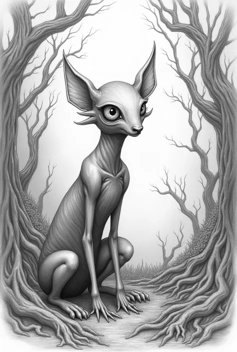 Abstract forest animal in pencil 