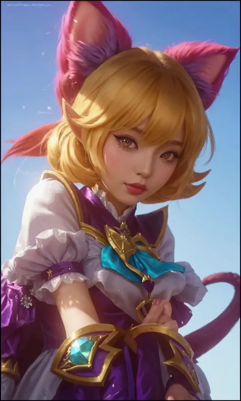 a close up of a person with a cat ears and a dress, lux, kda, portrait of ahri, astri lohne, lalafell, ahri, pixie character, seraphine ahri kda, sakimichan, mobile legends, ig model | artgerm, valentina remenar, zenra taliyah, yun ling