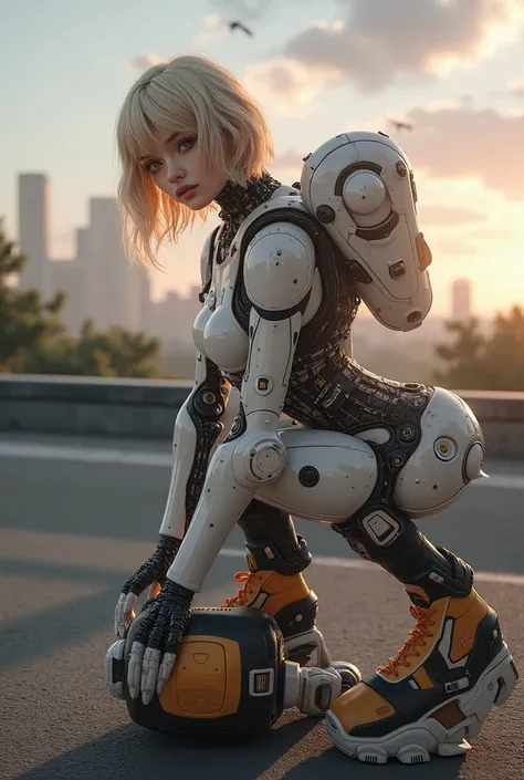 there is a woman in a robot suit posing for a picture, cyberpunk art inspired by Marek Okon, cgsociety contest winner, neo-dada, cute cyborg girl, beutiful white girl cyborg, perfect android girl, beutiful girl cyborg, perfect anime cyborg woman, cyborg gi...