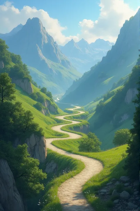 A curvy road that travels from the top of my screen to the bottom