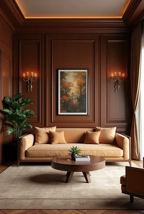 A luxurious office room with a comfortable sofa 