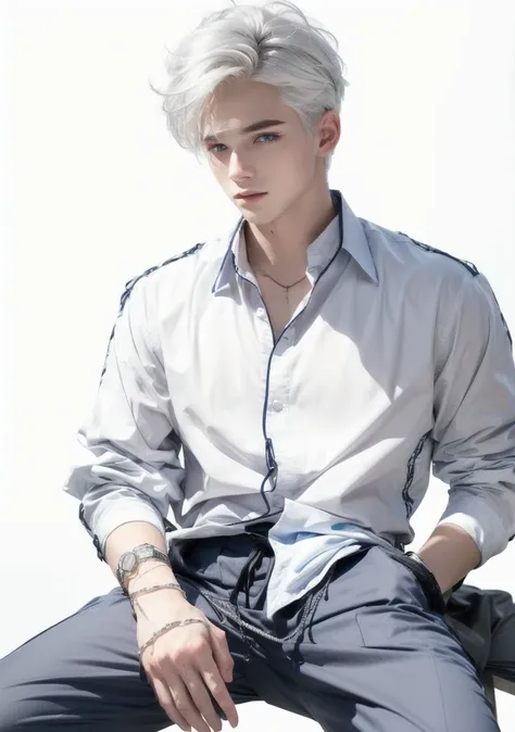 boy white hair, blue eyes boy