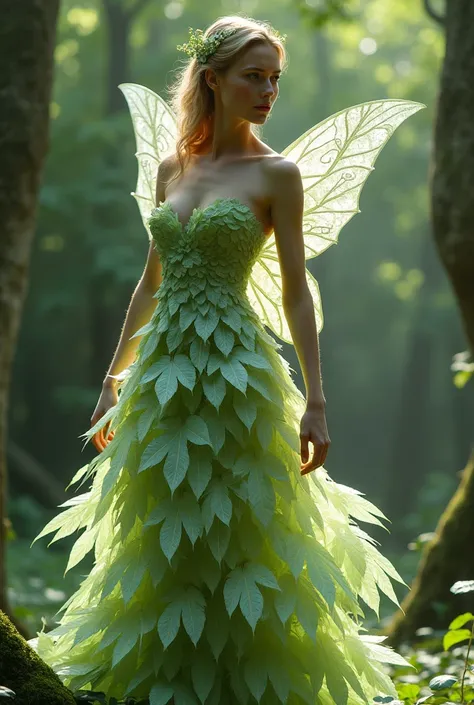  short fairy style dress made of plastic leaves 



