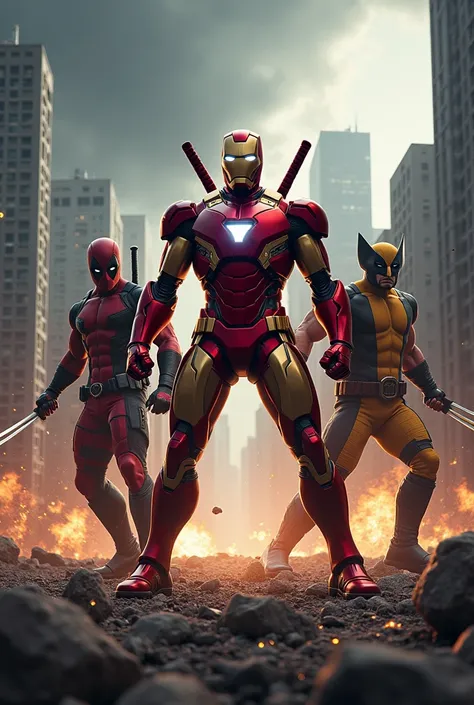 Iron man with Deadpool and wolverine 