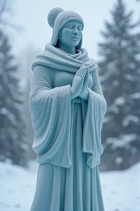 Frozen statue of a wonan in pain

