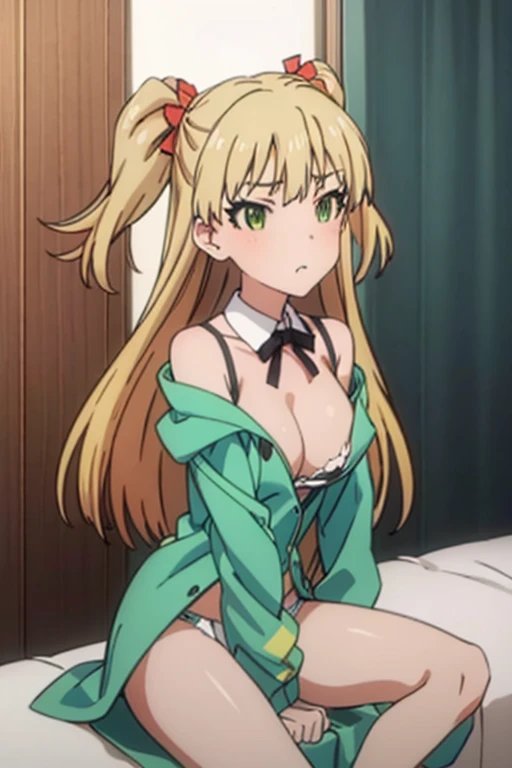 (Pegging，Futanari，)Blonde，Sexy Underwear，Green Eyes，Sex，Hair Ribbon，Sexy look，