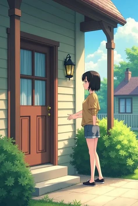 As a woman knocking on my door anime