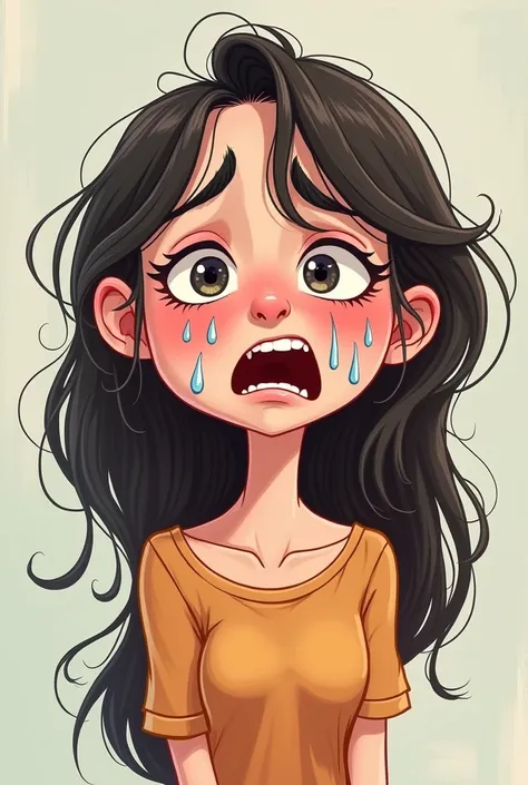 drawing of the crying woman in cartoon style