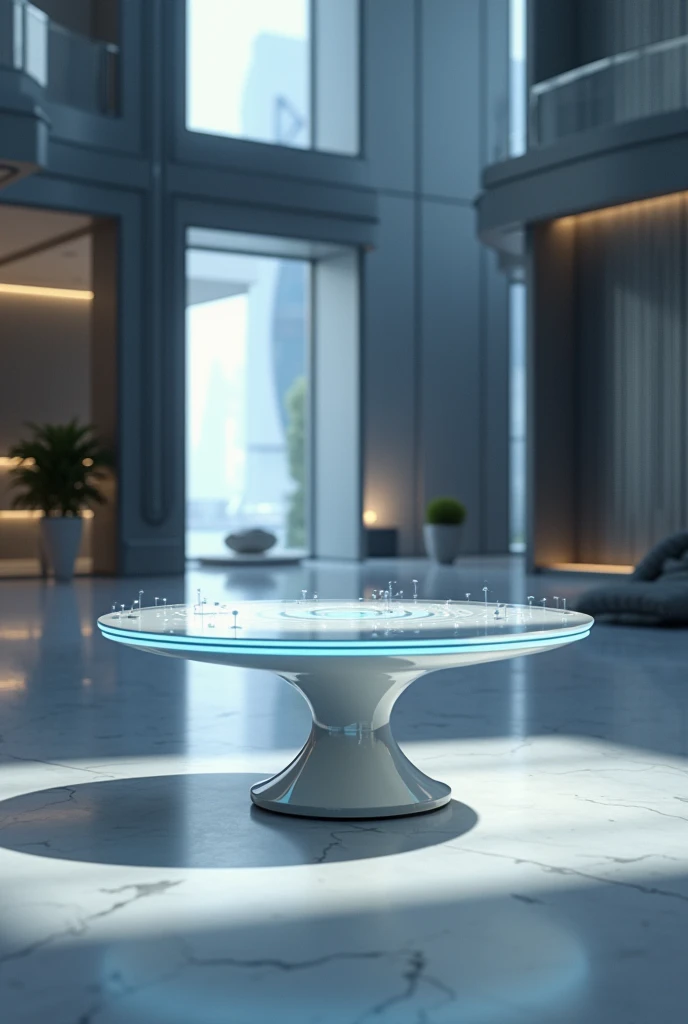 Futuristic floating reception table