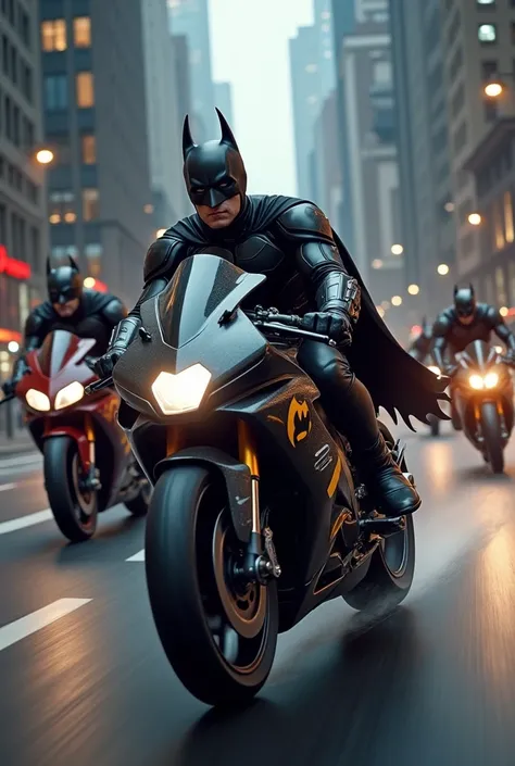 Many batmans  who.was ride a  sport bike in road
  