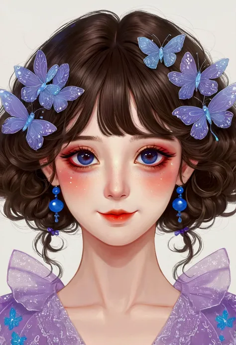  Detailed digital anime art，Cute digital illustration，Anime style girl portrait，Smile，solitary，symmetry，Gradient hair，Colorful big eyes，Fashionable and exquisite facial features，Exquisite makeup，Clean and simple background