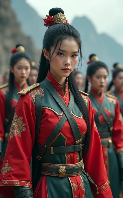 Chinese female soldiers，（1，Super beautiful，Fair skin）