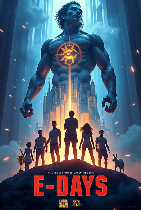 PERCY JACKSON AND THE OLYMPIANS inspired POSTER/PUBMAT for the college of engineerings "E-DAYS 2024-2025) involving the 6 engineering course: chemical, civil, computer, mechanical, electronics, electrical. Include texts or logos. No peope but you can use t...