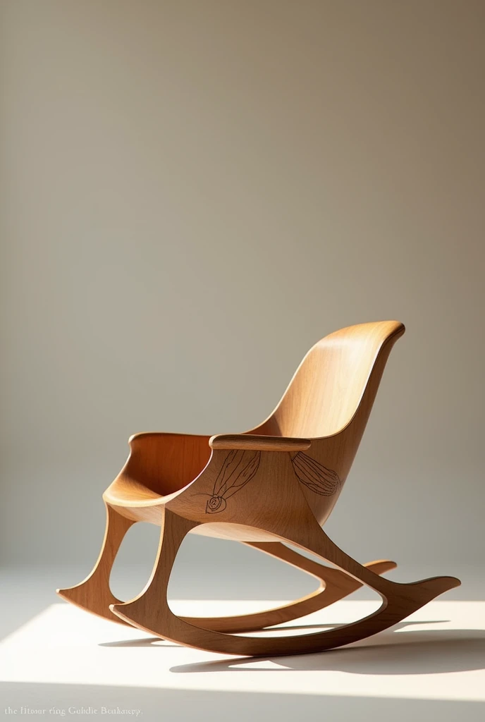 Innovative rocking chair, with the shakers and ART nouveau styles, chair legs with dragonfly wing details