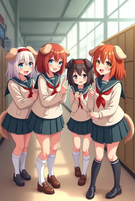 Cute puppies personified as Japanese high school girls