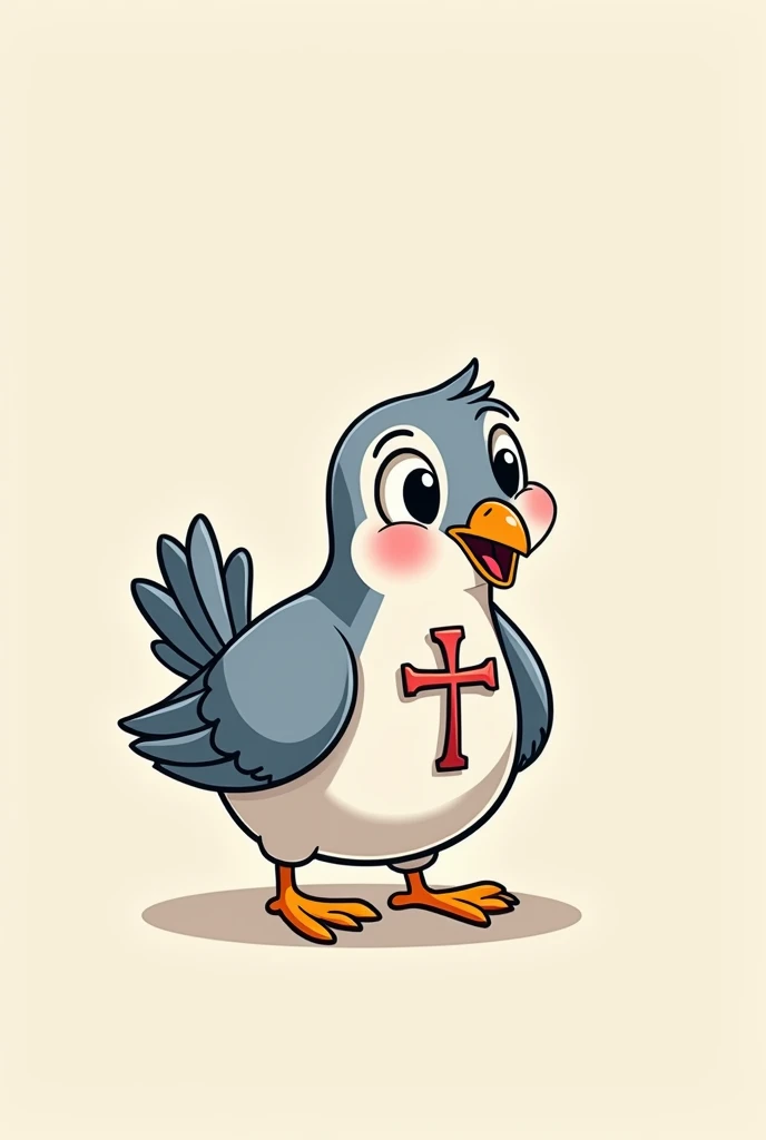 Pigeon with a cross cartoon 2 D (disney style) Logo 