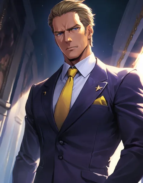 1man, solid mature male, masculine president, spiked slicked back, olive hair, darkblue eyes, businessman hairstyle, BREAK dignified playboy, toned japanese, ideal ratio body proportions, bold face, 50yo, BREAK violet formal jacket, purplewhite shirt, yell...