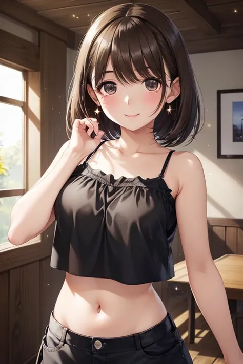 anegasaki nene、Shiny brown hair, short hair, (Beautiful brown eyes、Sparkling eyes, Fine grain)、smile、Ultra-detailed eyes、Highly detailed face, Highly detailed eyes,Cowboy Shot,


(masterpiece, Highest quality:1.2), alone,  short hair, smile, View your view...