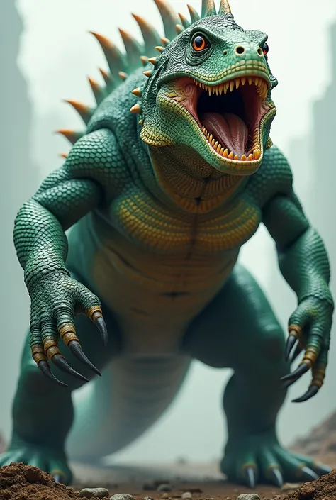 A towering, fierce Kaiju Iguana, exuding power and menace in every scale and spike. This 3D model captures the creature in stunning detail, from its razor-sharp teeth to its thunderous footsteps. The infricately textured skin shimmers with hints of green a...