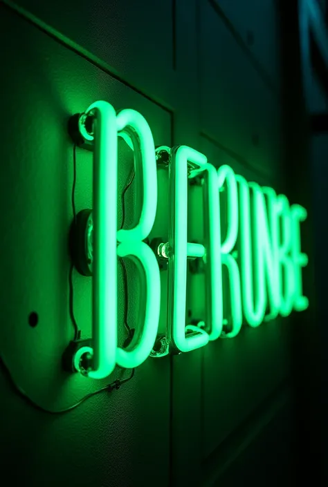 Green neon sign, "glow in the dark"