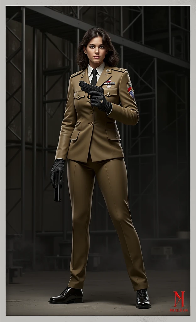 Woman in air force uniform and a beretta