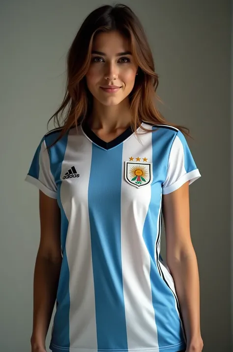 Beautiful women wearing argentina 
Jersey with lean body with muscles
