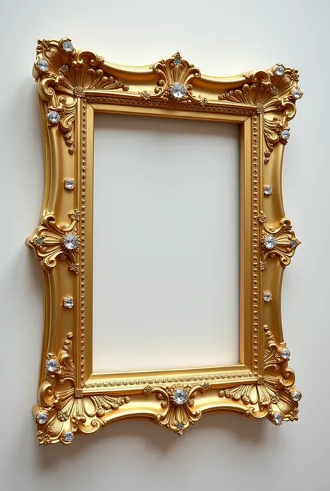 A beautiful gold-colored photo frame was attached to the museum wall, which was filled with beautifully decorated crystals.