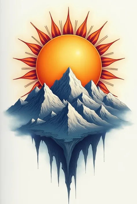 Draw a sun with mountains inside for tattoo 