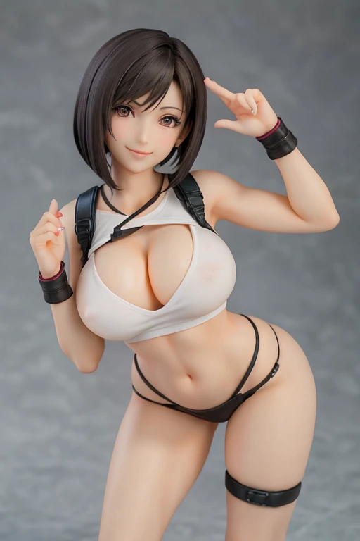 Figure, Tifa, sexy pose, big breasts, curvy, smile, bob haircut
