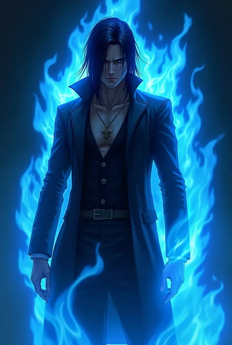 ((Best Quality)) Iori Yagami, Blue fire,