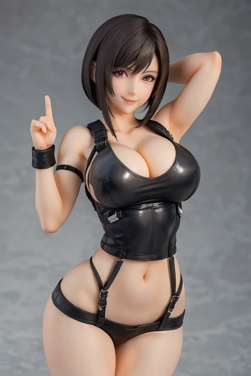 Figure, Tifa, sexy pose, big breasts, curvy, smile, bob haircut
